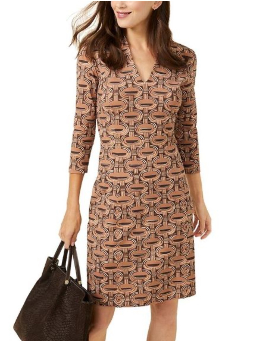 J.McLaughlin‎ Ivana Dress Catalina Cloth V-Neck Quiet Luxury Preppy Size XS